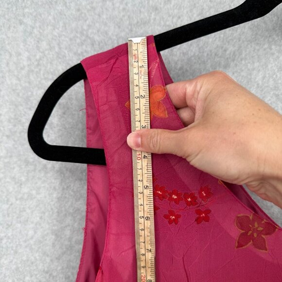 Halmode Plus Womens VTG Floral Maxi Dress Size 22W Pink Crinkle Wide Strap EUC - Picture 11 of 13